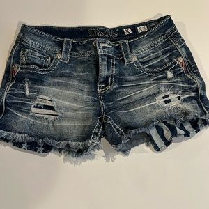 Miss Me shorts with destruction size 26. Like new - worn a couple times.